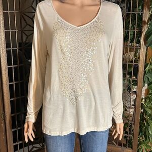 APT 9 PULLOVER SEQUIN TOP L